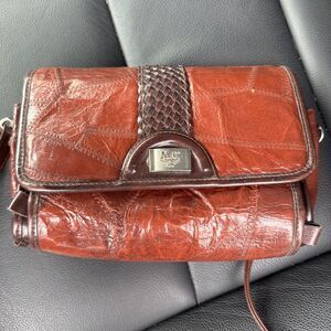 Marc Chantal MC Vintage Brown Croc Crossbody Handbag Purse